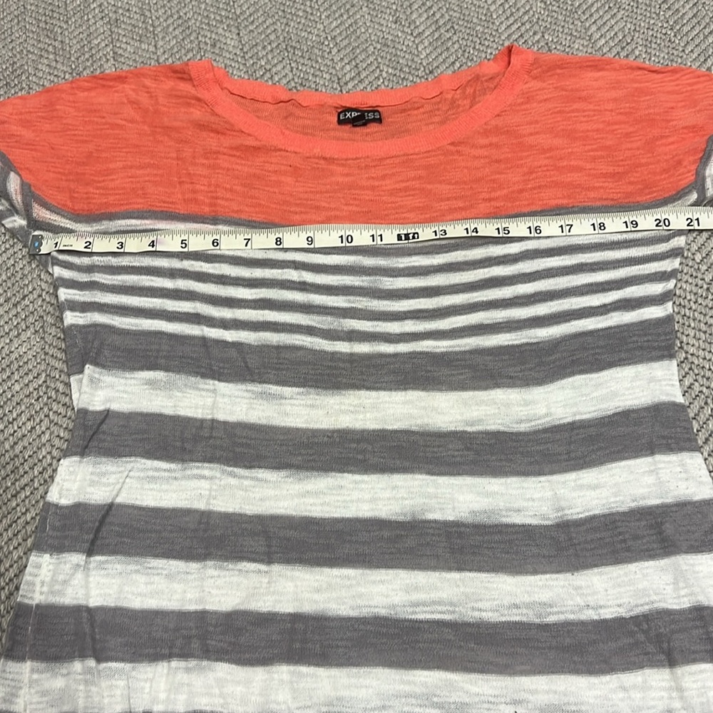 Coral and Gray Striped Women's Top - Picture 3 of 5
